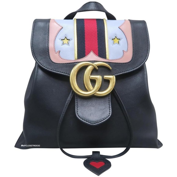 Gucci Handbags - Gucci Black Marmont GG Leather Backpack